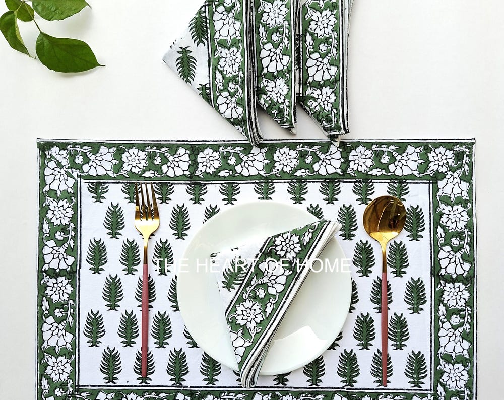Hand block printed placemat set of 4