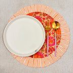 Handcrafted Orange Floral Quilted Placemat & Napkin Set: Indian Artisan Decor
