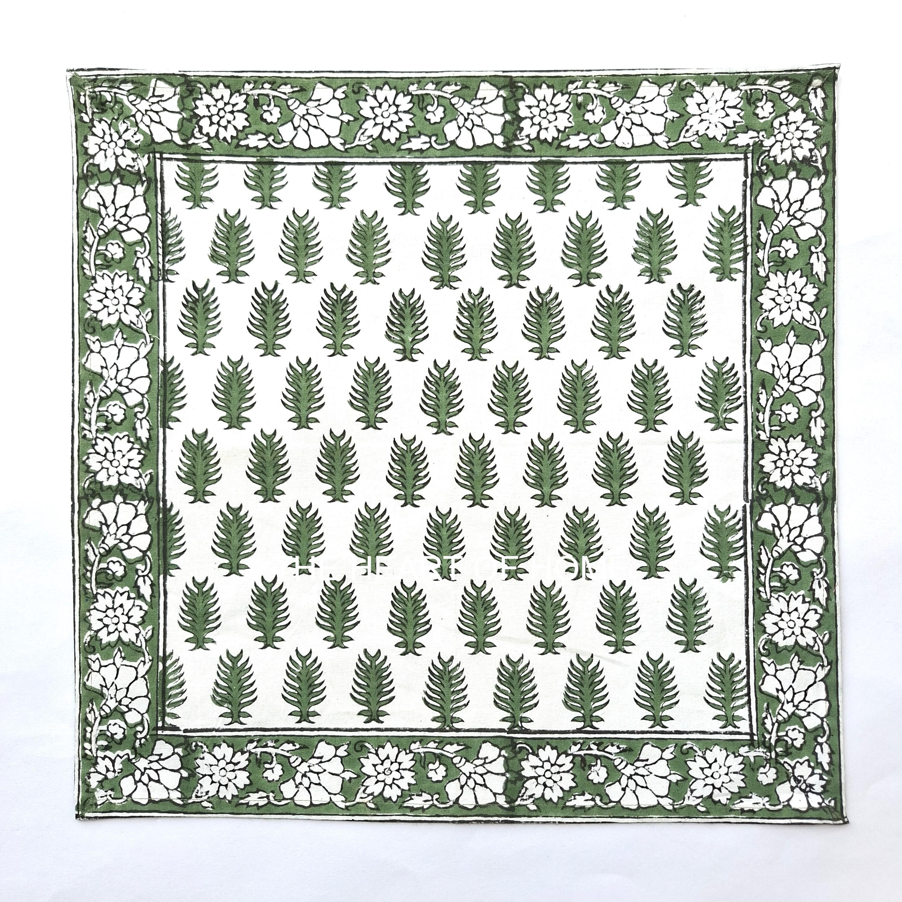 Hand Block Print Placemat & Napkin Set: Jaipur Cotton Table Decor