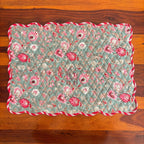 Cotton quilted mats hand block printed christmas green 14x20 Inch Reversible 100% Cotton, Washable, Soft & Absorbent, Perfect for Wedding