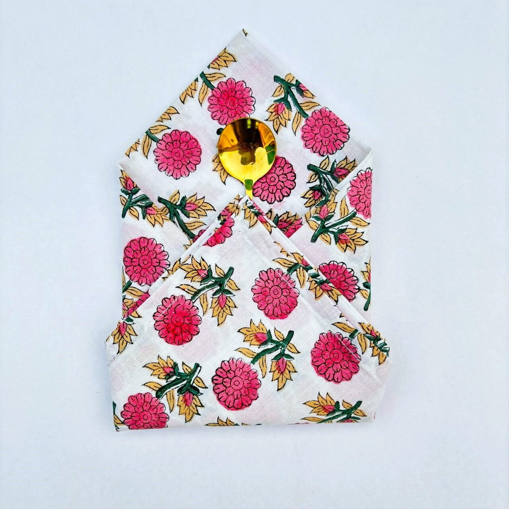 Floral Print Cotton Napkins: Pink Flower Table Decor