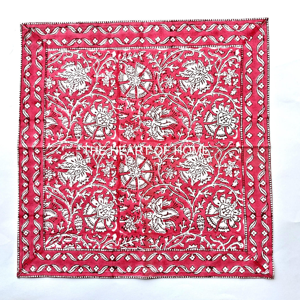 Hand Block Printed Cotton Placemat & Napkin Set: Jaipur Artisan Made