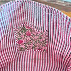 Custom Embroidered Rose Floral Tote Bag: Hand Block Printed Gift