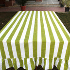 Light green Stripe Table cloth ruffle for table decoration and christmas gift small wedding events