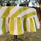 Light Green Stripe Table Cloth for Round Table hand block printed | christmas gift | wedding table deor