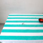 Hand-Block Stripe Cotton Tablecloth: Sea Green Waterproof Dining Table Cover