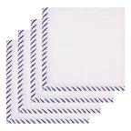 Hand Block Printed Cotton Napkins: White with Blue Border