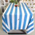 Hand-Block Stripe Cotton Tablecloth: Sky Blue Waterproof Dining Table Cover
