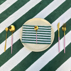 Dark Green Stripe Table Cloth for Round Table hand block printed | christmas gift | wedding table deor