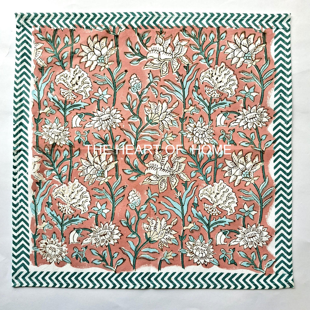 Hand Block Printed Cotton Placemat & Napkin Set: Jaipur Artisan Made