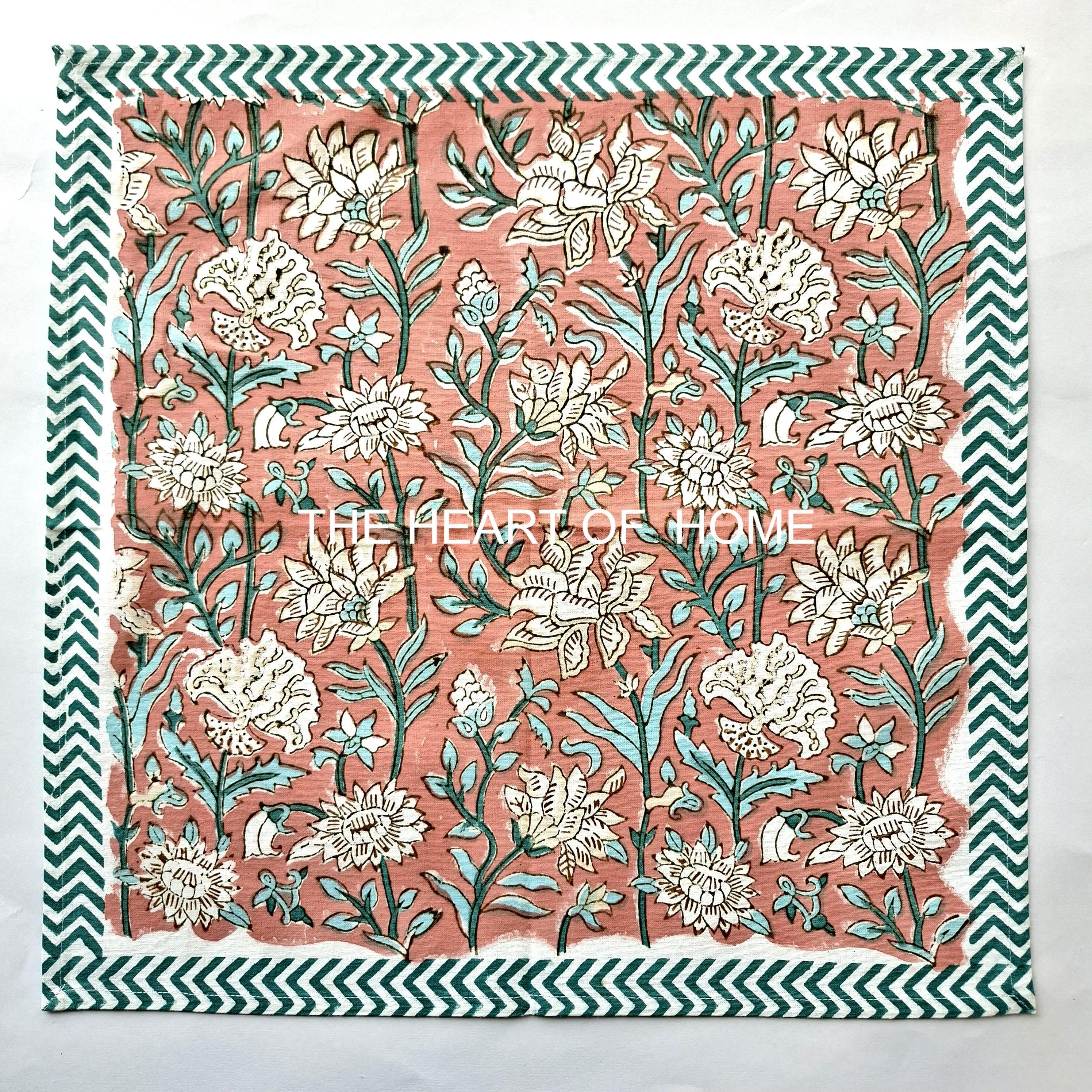 Hand Block Printed Cotton Placemat & Napkin Set: Jaipur Artisan Made
