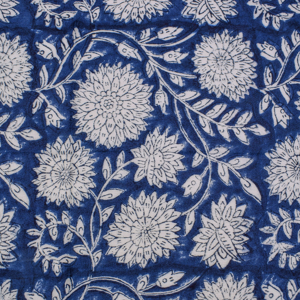 Handmade Royal Blue Floral Napkins: Block Printed Cotton Table Decor