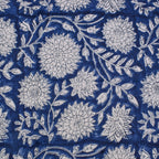 Handmade Royal Blue Floral Napkins: Block Printed Cotton Table Decor