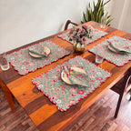 Cotton quilted mats hand block printed christmas green 14x20 Inch Reversible 100% Cotton, Washable, Soft & Absorbent, Perfect for Wedding