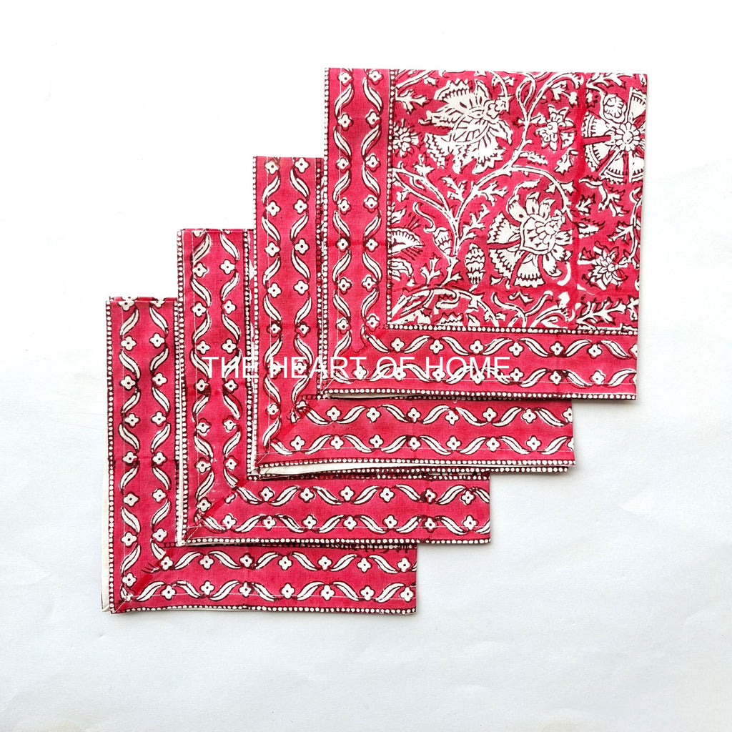 Hand Block Printed Cotton Placemat & Napkin Set: Jaipur Artisan Made
