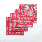 Hand Block Printed Cotton Placemat & Napkin Set: Jaipur Artisan Made