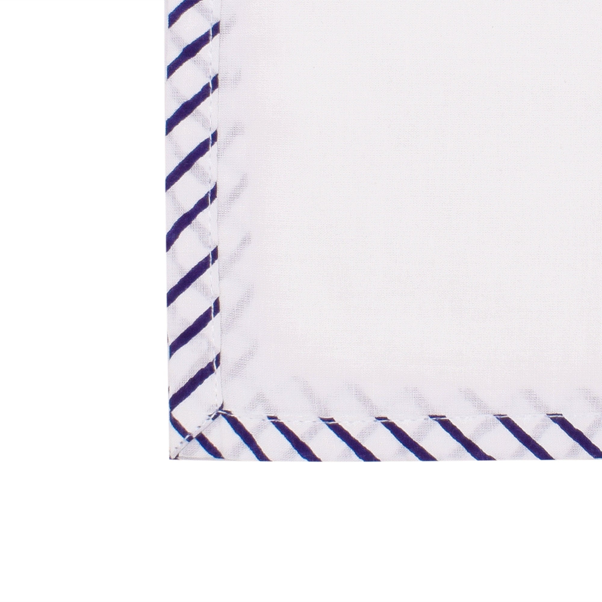 Hand Block Printed Cotton Napkins: White with Blue Border
