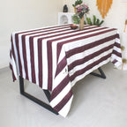 Hand-Block Stripe Cotton Tablecloth: Waterproof Rustic Farmhouse Table Cover
