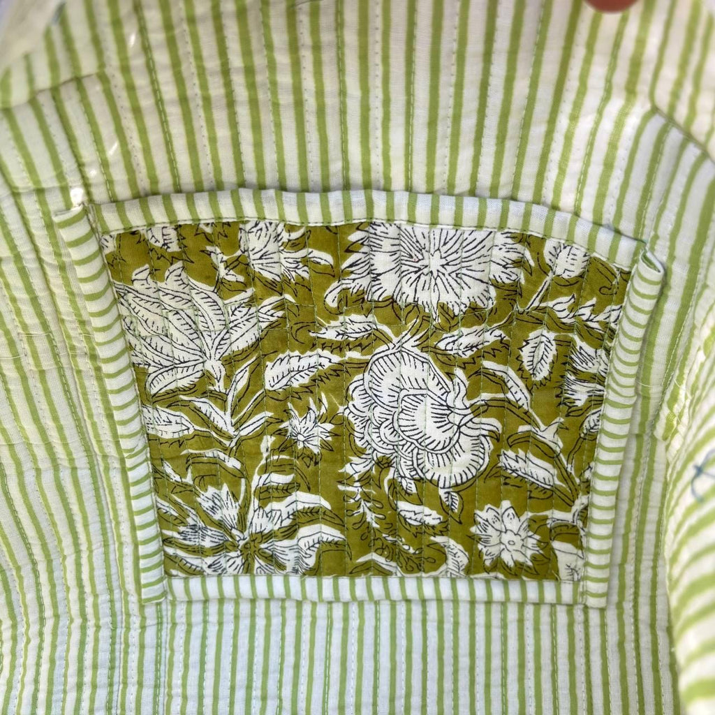 Handmade Limerick Green Floral Quilted Duffle Bag: Cotton Travel Gym Bag
