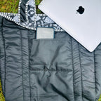 Black Floral Print Quilted Tote Bag: Reversible Waterproof Cotton Travel Bag