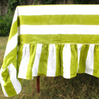 Light green Stripe Table cloth ruffle for table decoration and christmas gift small wedding events