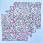 Handmade Salmon Pink Floral Cotton Napkins: Block Printed Table Decor