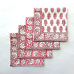 Hand Block Printed Cotton Placemat & Napkin Set: Jaipur Artisan Made