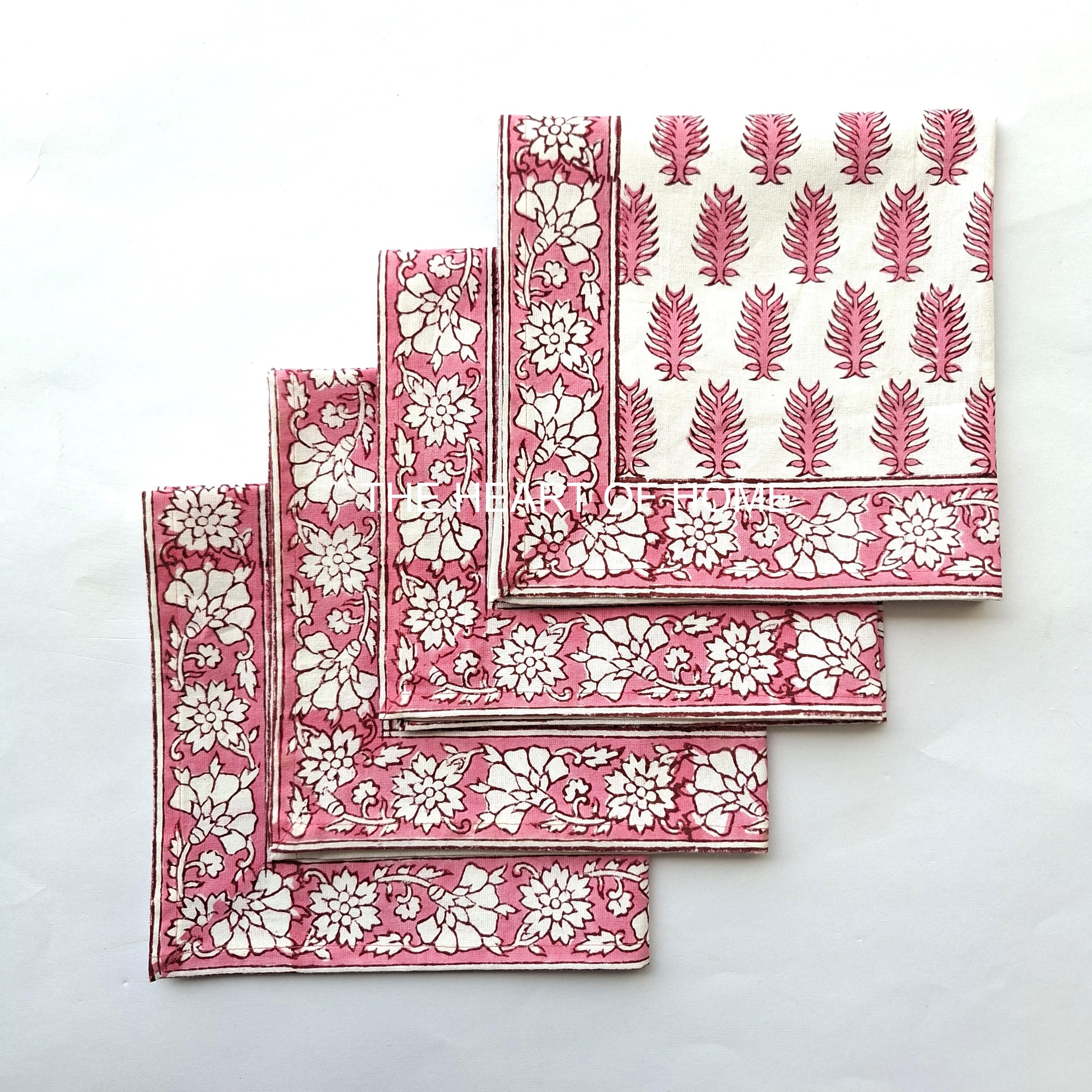 Hand Block Printed Cotton Placemat & Napkin Set: Jaipur Artisan Made