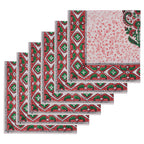 Hand Block Printed Placemats & Napkins: Burgundy Red Floral Cotton Set
