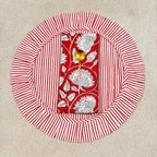 Red Floral Quilted Placemat & Napkin Set: 100% Cotton, Handmade