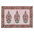 Hand Block Printed Placemats & Napkins: Burgundy Red Floral Cotton Set