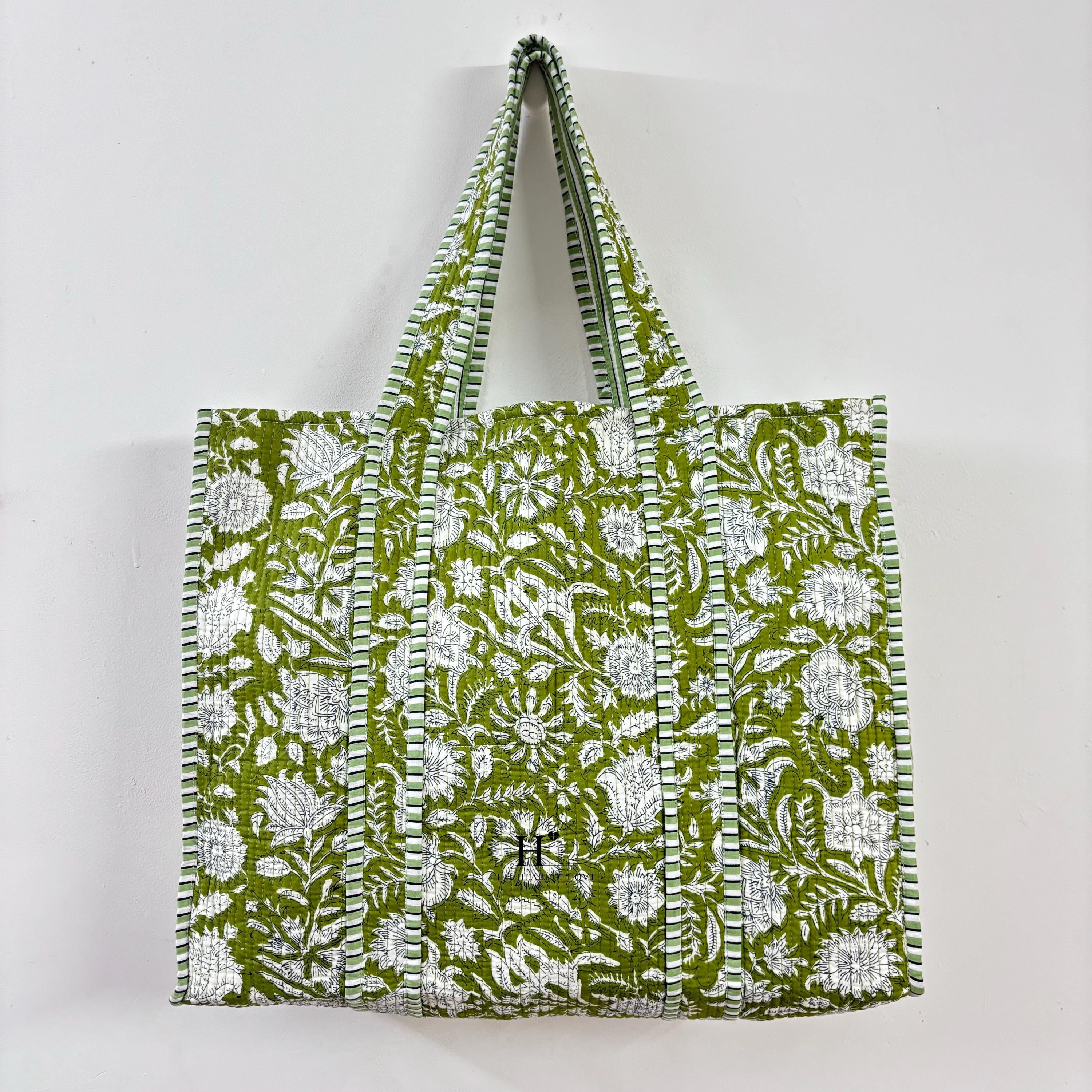 Multicolor Quilted Cotton Tote Bag: Handblock Print, Travel Friendly