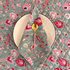 Cotton quilted mats hand block printed christmas green 14x20 Inch Reversible 100% Cotton, Washable, Soft & Absorbent, Perfect for Wedding