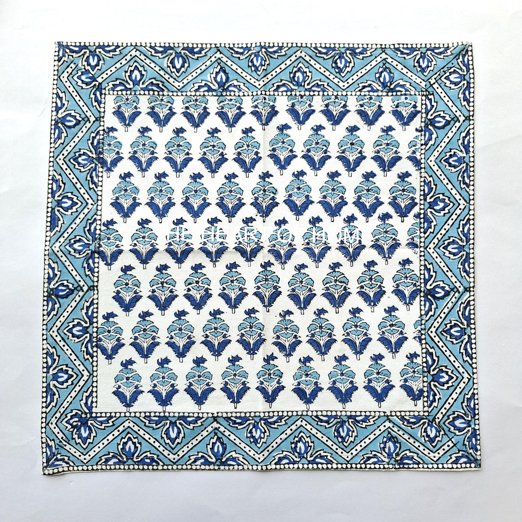 Hand Block Printed Cotton Placemat & Napkin Set: Jaipur Artisan Made