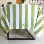 Hand-Block Printed Cotton Tablecloth: Green Stripe Minimalist Decor