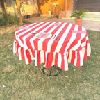 Red Stripe Table Cloth for Round Table hand block printed | christmas gift | wedding table deor