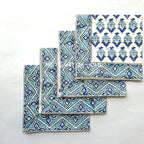 Hand Block Printed Cotton Placemat & Napkin Set: Jaipur Artisan Made