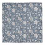 Hand Block Printed Floral Cotton Napkins: Stone Blue Elegant Dining Decor