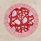 Red Floral Quilted Placemat & Napkin Set: 100% Cotton, Handmade