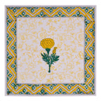 Hand Block Printed Placemats and Napkins: Yellow Green Floral Cotton Set