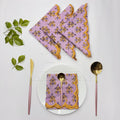 Lavender yellow scallop cotton Embroidery Napkins for table decoration and christmas gift | Reusable Floral Table Linen