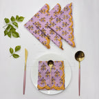 Lavender yellow scallop cotton Embroidery Napkins for table decoration and christmas gift | Reusable Floral Table Linen