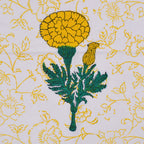 Hand Block Printed Placemats and Napkins: Yellow Green Floral Cotton Set