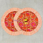Handcrafted Orange Floral Quilted Placemat & Napkin Set: Indian Artisan Decor