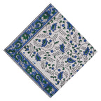 Hand Block Printed Placemats and Napkins: Cobalt Blue Floral Cotton Set