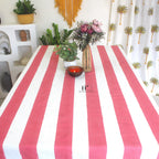 Hand-Block Stripe Cotton Tablecloth: Waterproof Rustic Farmhouse Table Cover