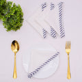 Hand Block Printed Cotton Napkins: White with Blue Border