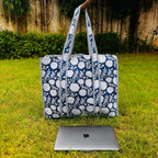 Multicolor Quilted Cotton Tote Bag: Handblock Print, Travel Friendly