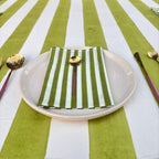 Light Green Stripe Table Cloth for Round Table hand block printed | christmas gift | wedding table deor