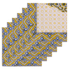 Hand Block Printed Placemats and Napkins: Mustard Floral Cotton Dining Set